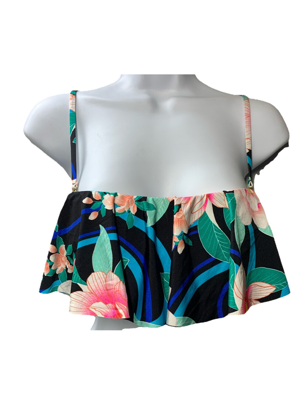 La Blanca Women's Bandeau Bikini Swimsuit Top Black Floral LB3ZM76 Swimwear 8